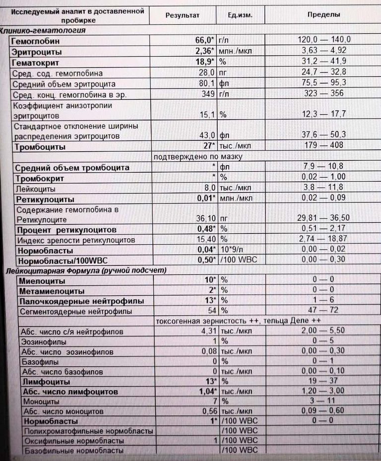 The full blood count with the differential of the woman with sepsis