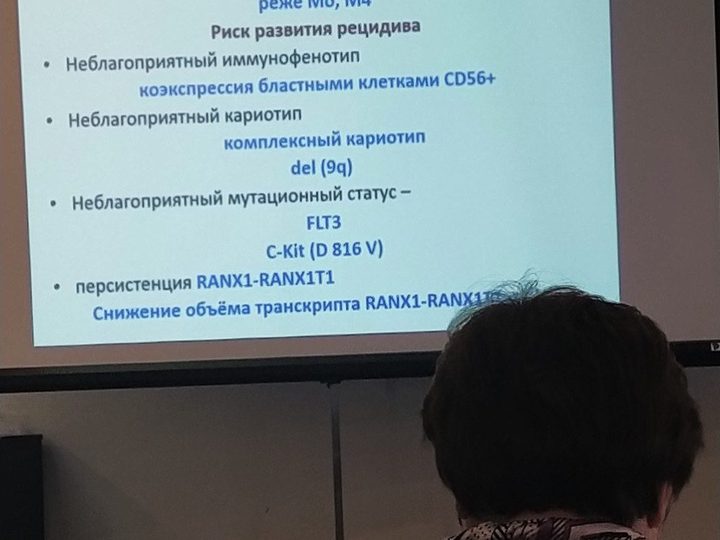 Слайд о гетерогенности и факторах риска рецидива при ОМЛ с t(8;21)