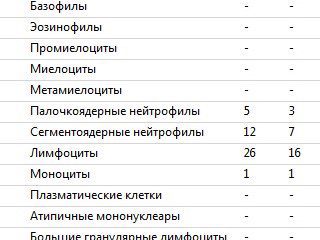 Бланк подсчета лейкоформулы с содержанием 73% бластов в крови