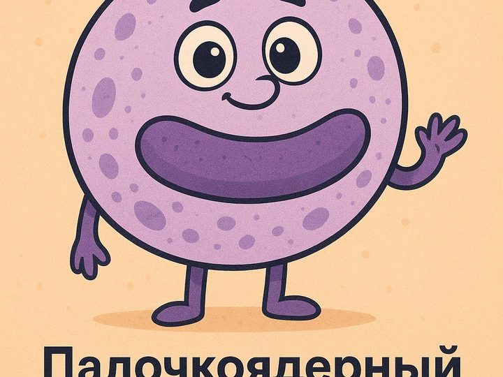 Иллюстрация: палочкоядерный нейтрофил и его роль в фагоцитозе