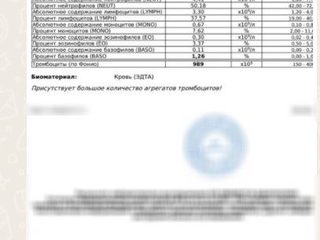 Screenshot of correspondence with a fragment of the analyzer form and patient's anamnesis